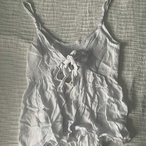 White tie front spaghetti strap flowy top